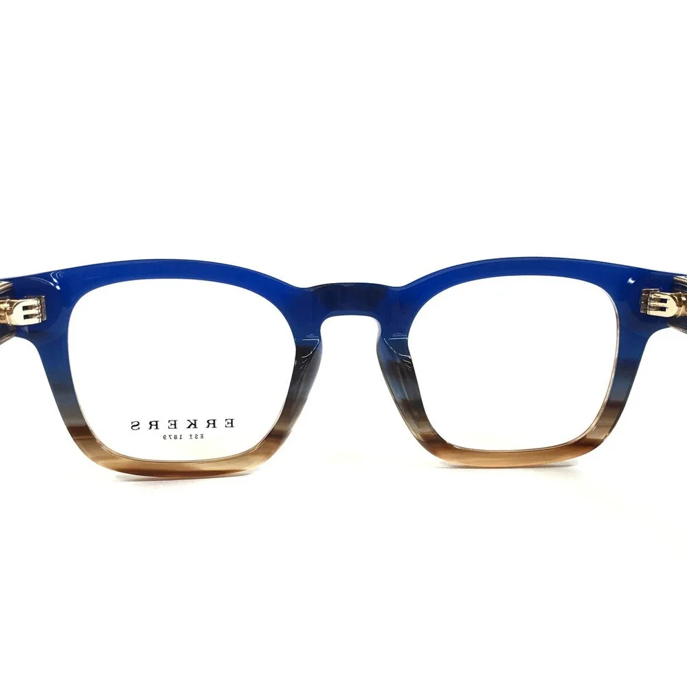 Erkers Eyeglasses Frames PAULOS BLUE Brown Stripe Square Full Rim 47-24-150